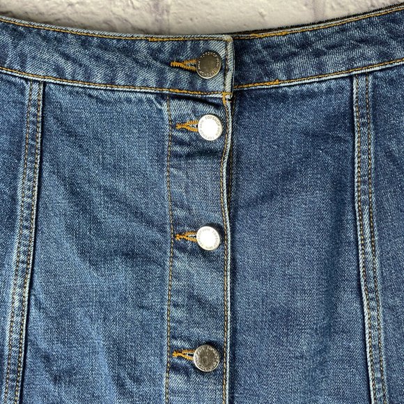 TOPSHOP MOTO DENIM A LINE BUTTON MINI SKIRT SIZE 28 - Picture 5 of 10